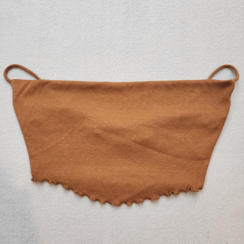 Urban Outfitters Women's XS Brown Cropped Cami Tank Top Lettuce Hem Y2K